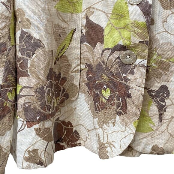 COLDWATER CREEK Floral Blazer Size 12 Petite Linen Blend Jacket - Picture 6 of 9